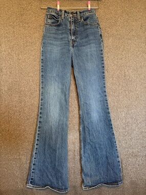 Women's Levi's Premium 70’s Blue Denim High Rise Flared Jeans Big E
